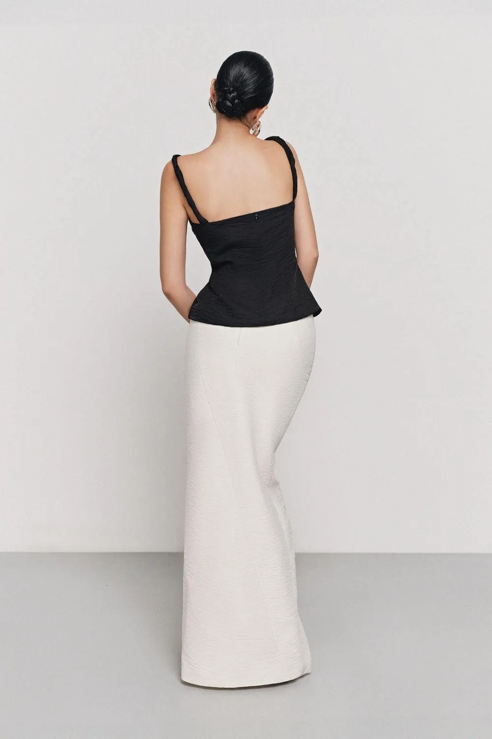 Khiet Trumpet Side Slit Silk Linen Maxi Skirt