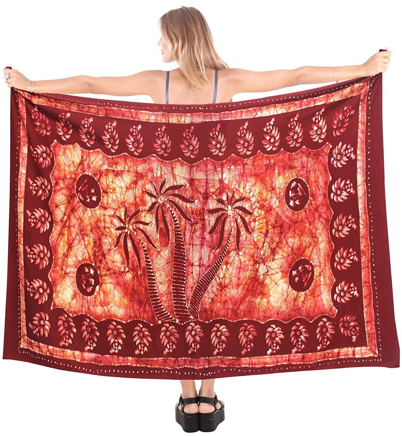 LA LEELA Women Beachwear Bikini Cover up Swimwear Wrap Batik Plus Size