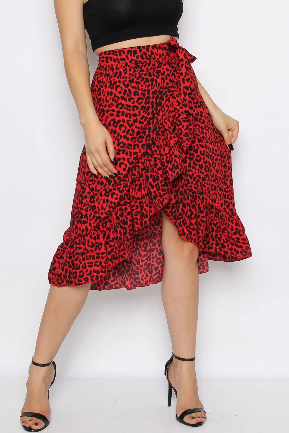 Leopard Red Wrap Skirt