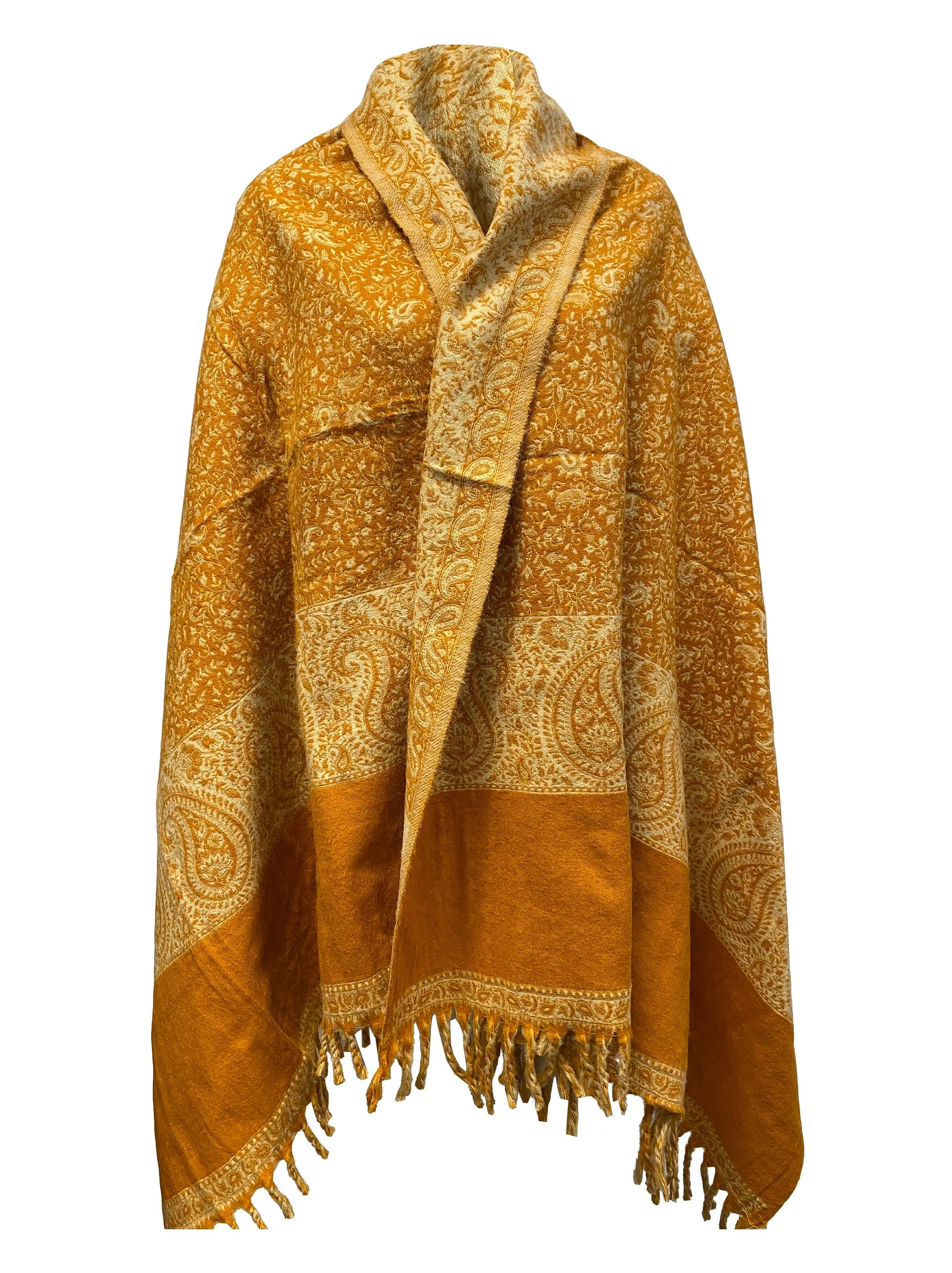 LUXURY HANDMADE MUSTARD floral Scarf Yak Wool comfortable scarf Shawl Blanket stole unisex Travel Wrap Meditation Soft Shawl special Gift
