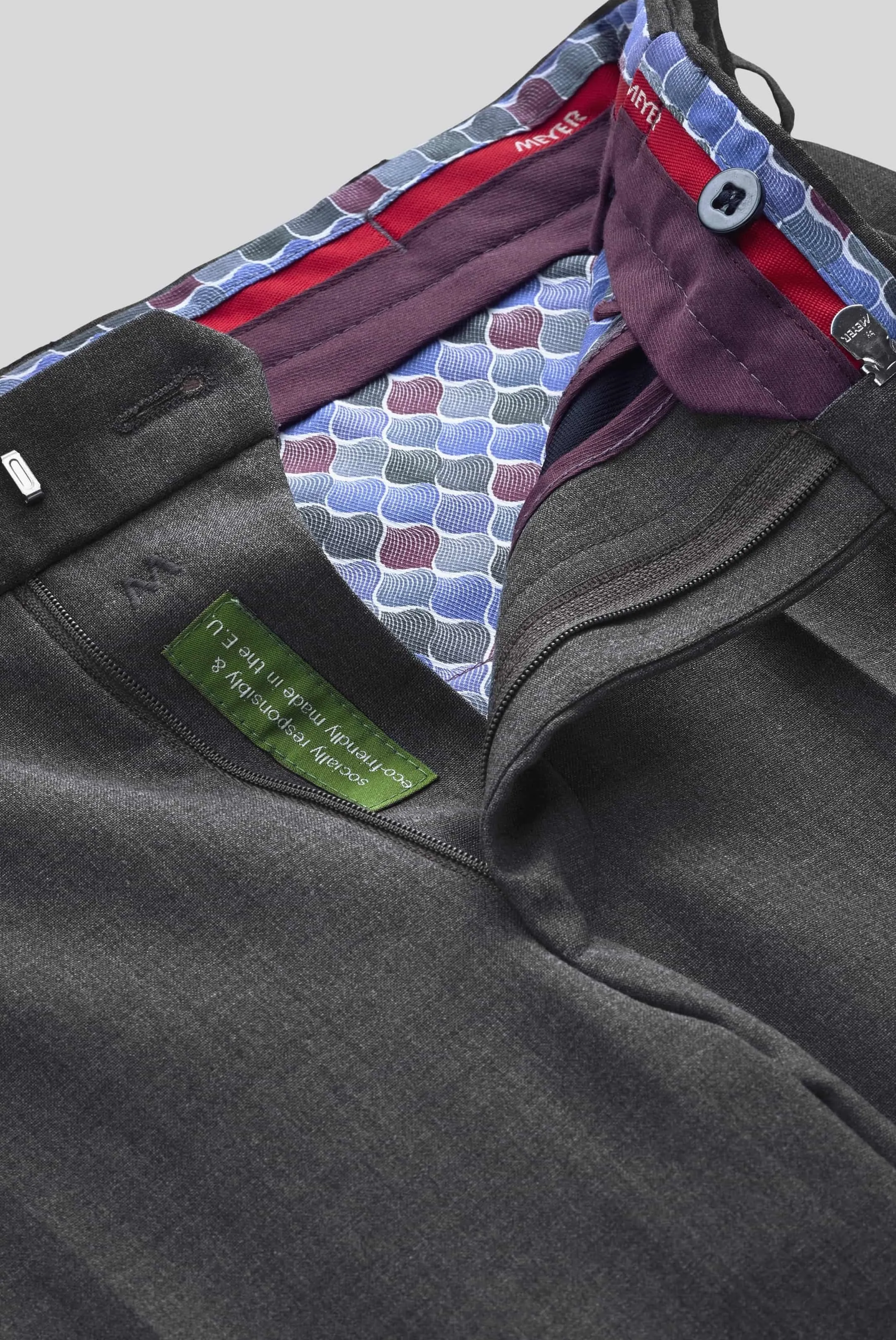 MEYER Oslo Trousers - 344 Flex Tropical Wool-Mix - Mid-Grey