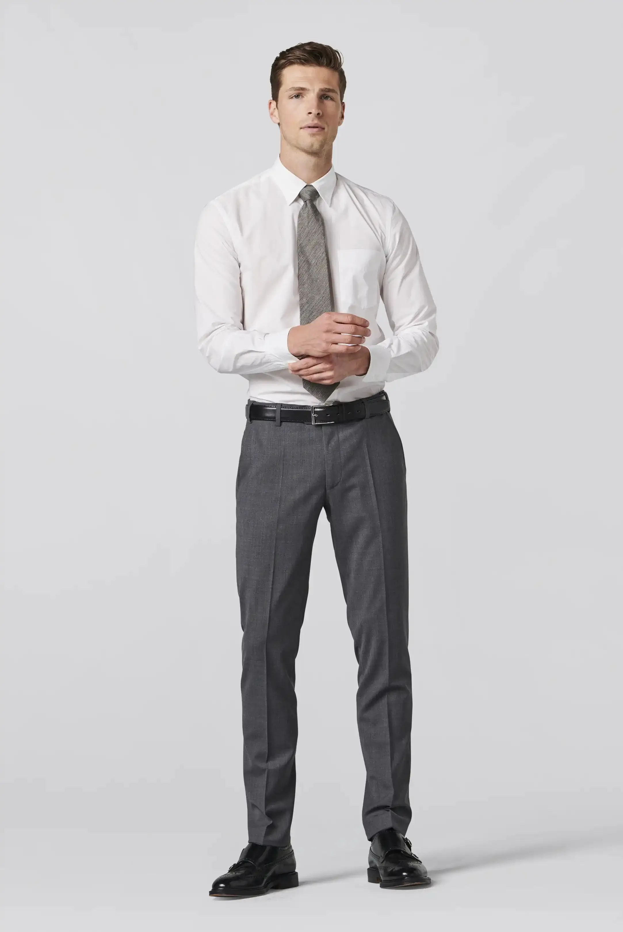 MEYER Oslo Trousers - 344 Flex Tropical Wool-Mix - Mid-Grey