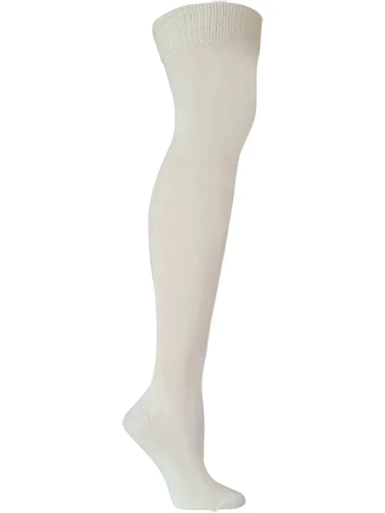 Milk, Solid White Eco-Friendly Cotton Over the Knee Socks