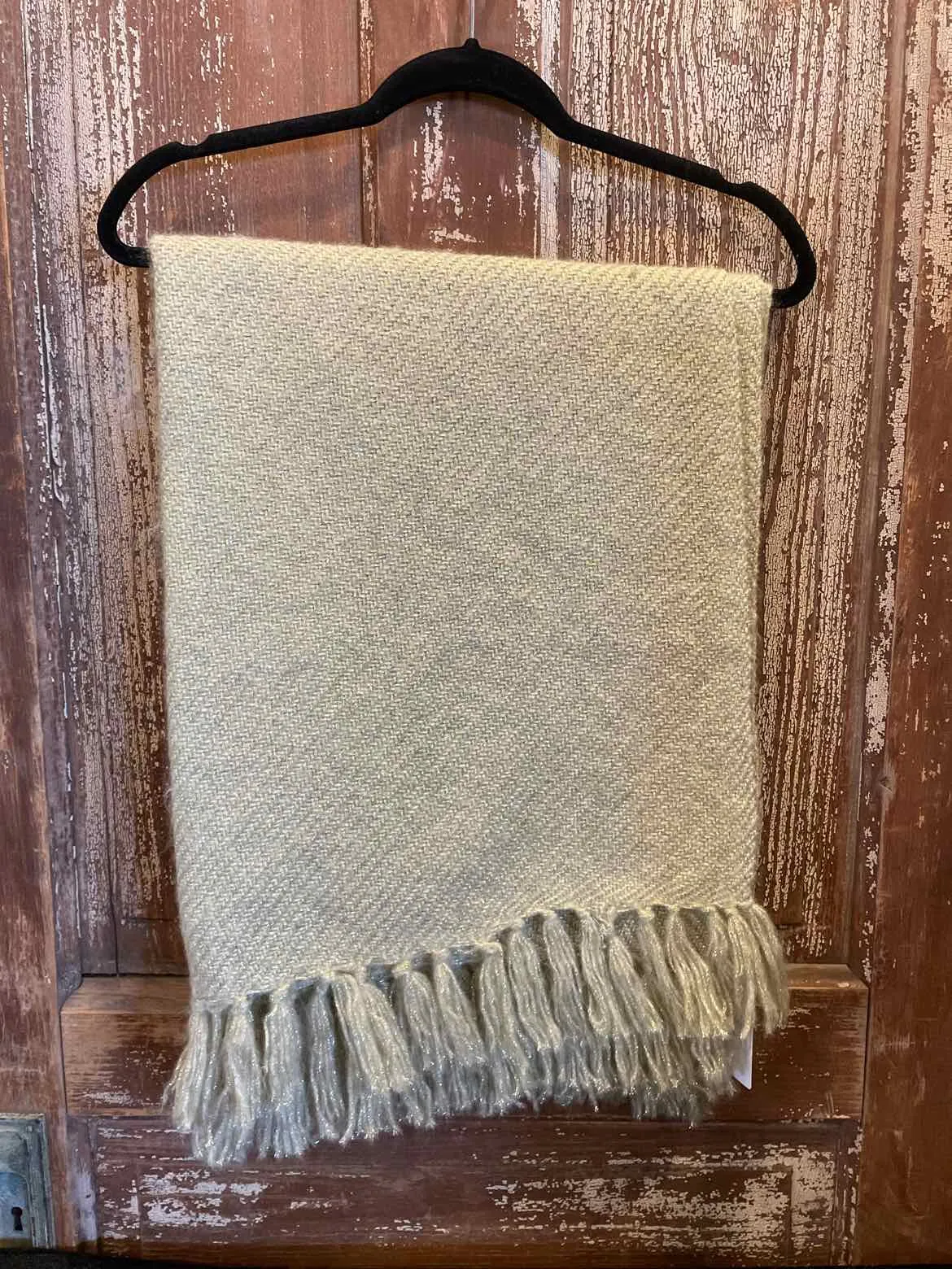 Molly Bracken Gold Metallic NWT Knit Fringe Detail Scarf