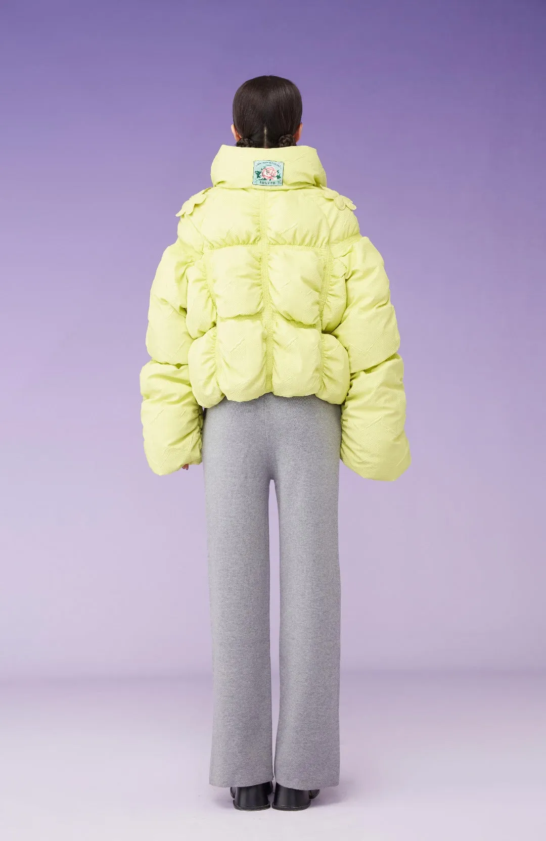 Mukzin | 3D Floral Cropped Down Coat