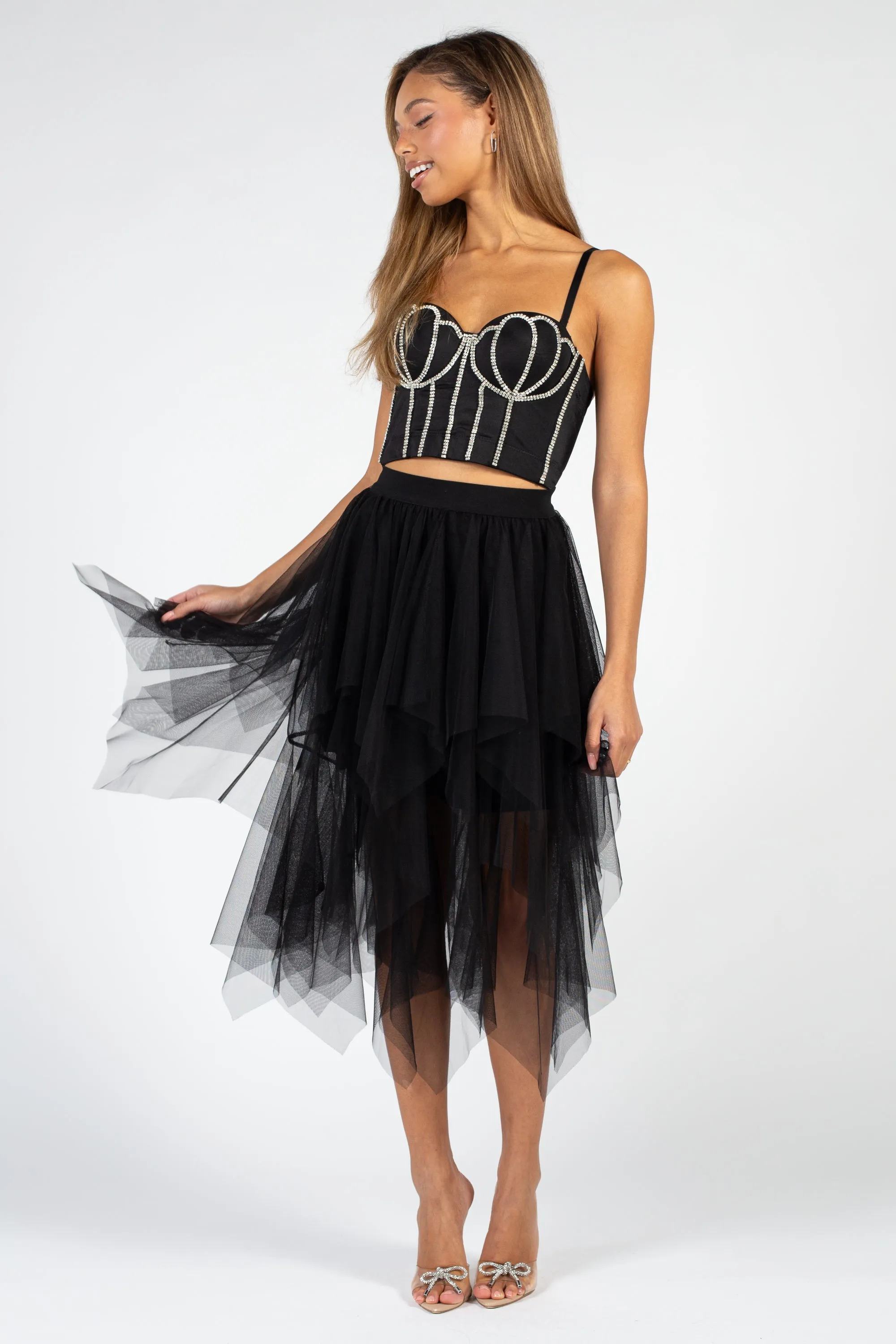Multi Layer Tulle Midi Skirt
