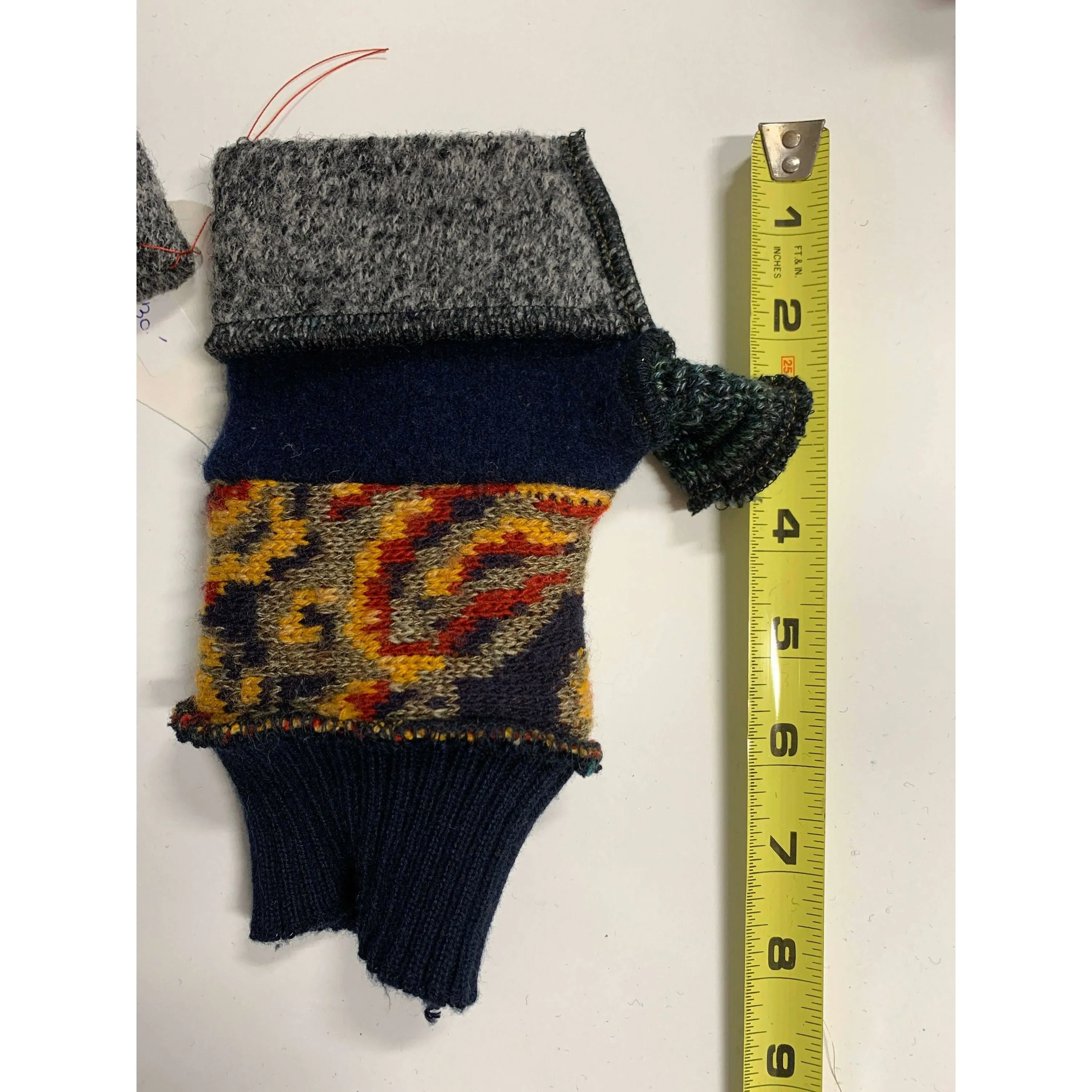 New and Upcycled Recycled sweater texting fingerless gloves with thumb guards. Some wool.