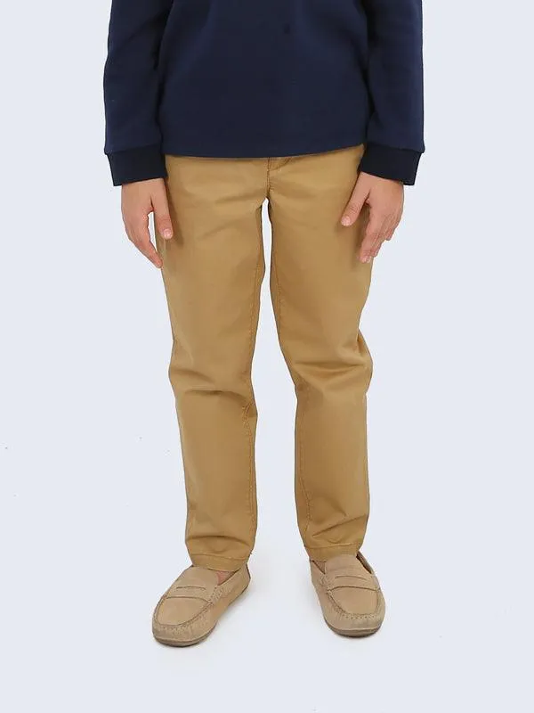 One Friday Khaki Solid Trouser