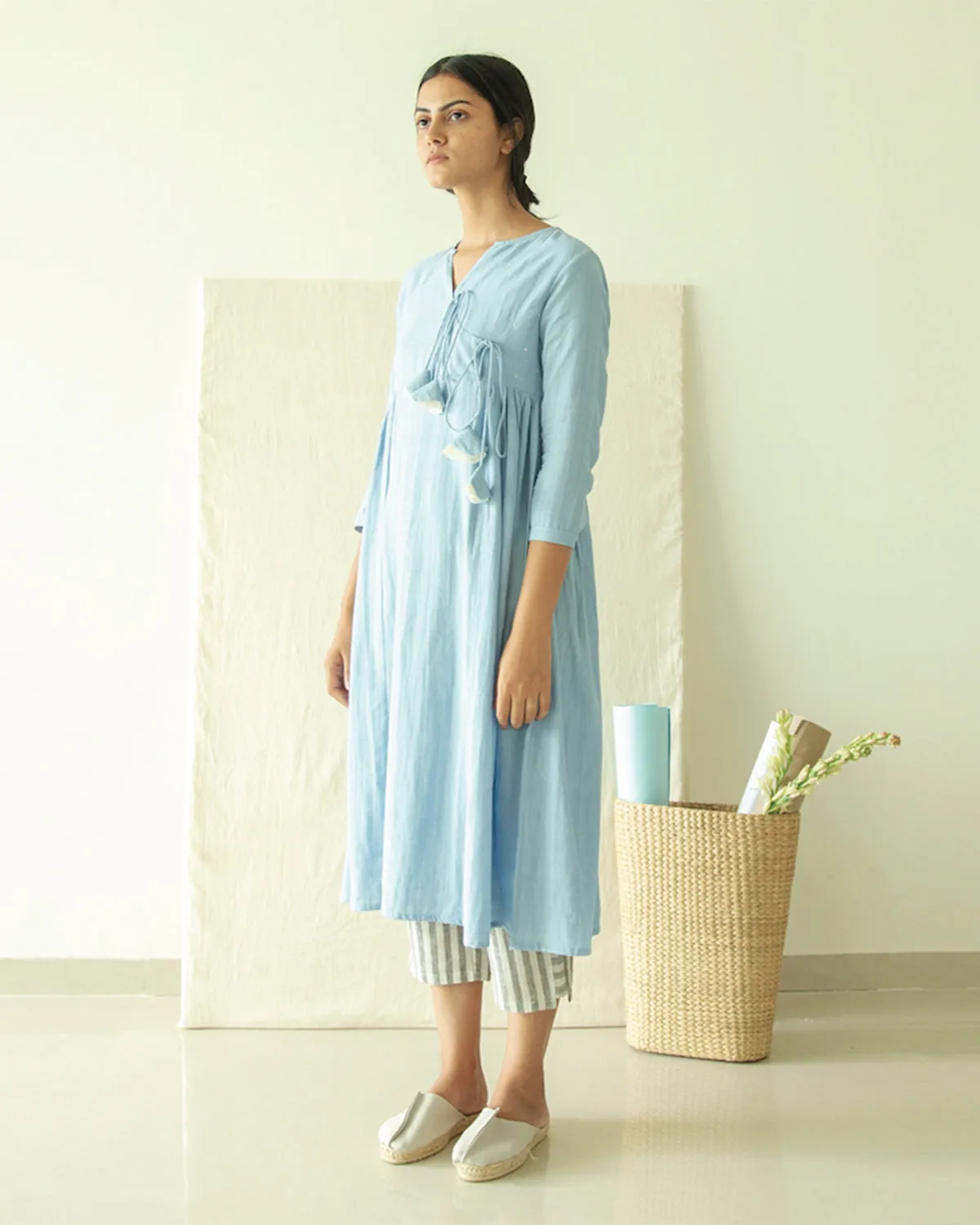 Powder Blue Overlap Tunic