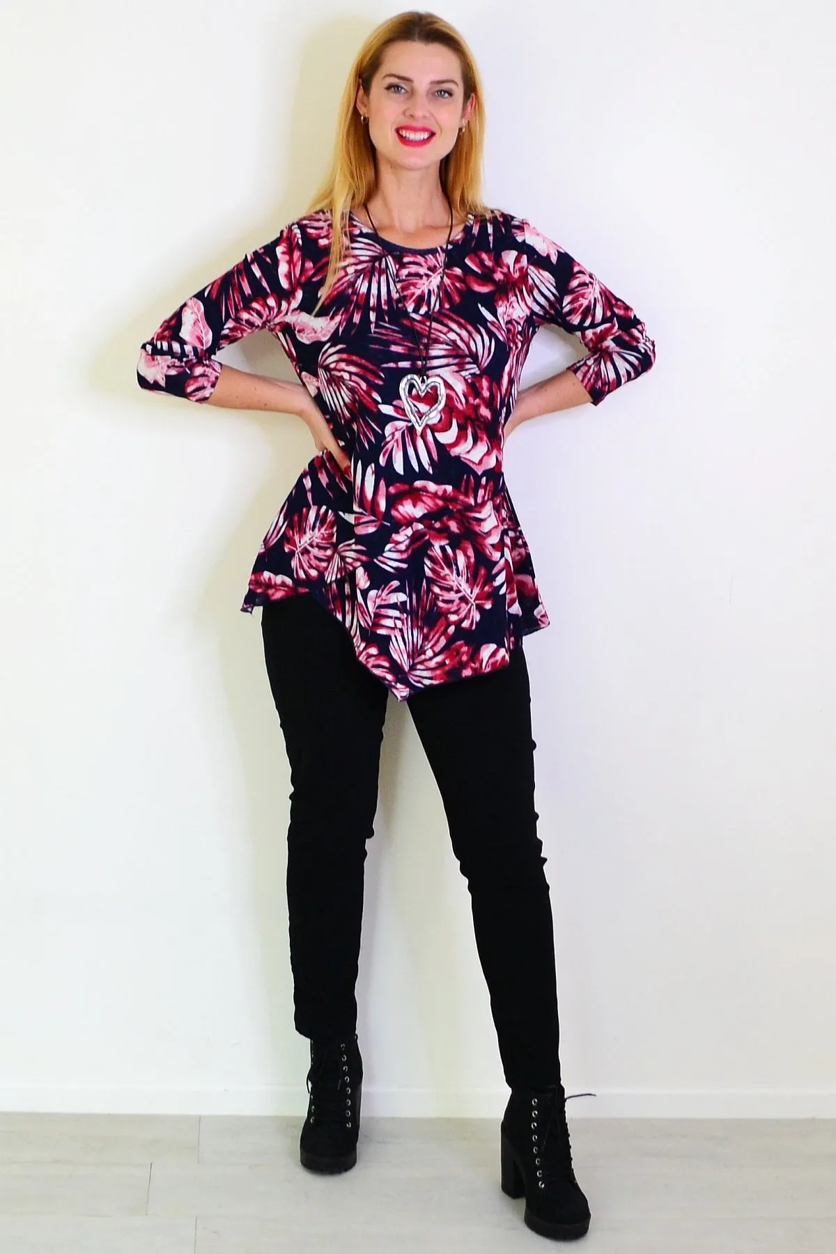 Red Ferns Mesh Layered Tunic