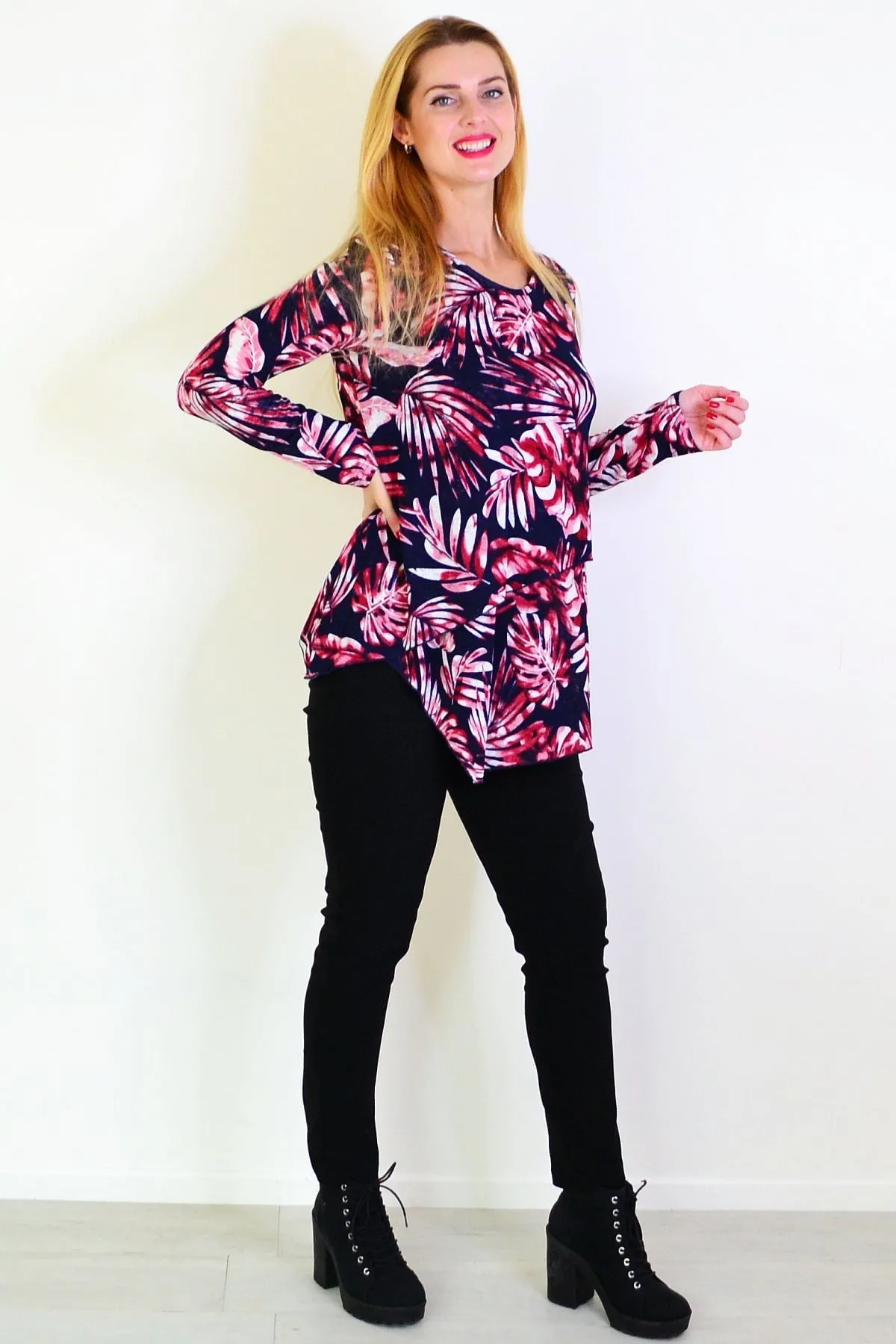Red Ferns Mesh Layered Tunic