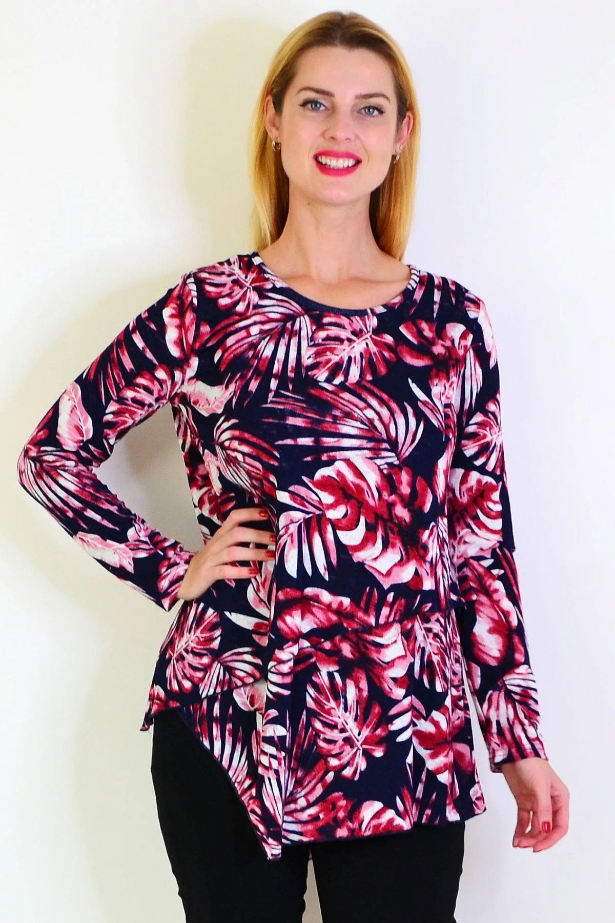 Red Ferns Mesh Layered Tunic