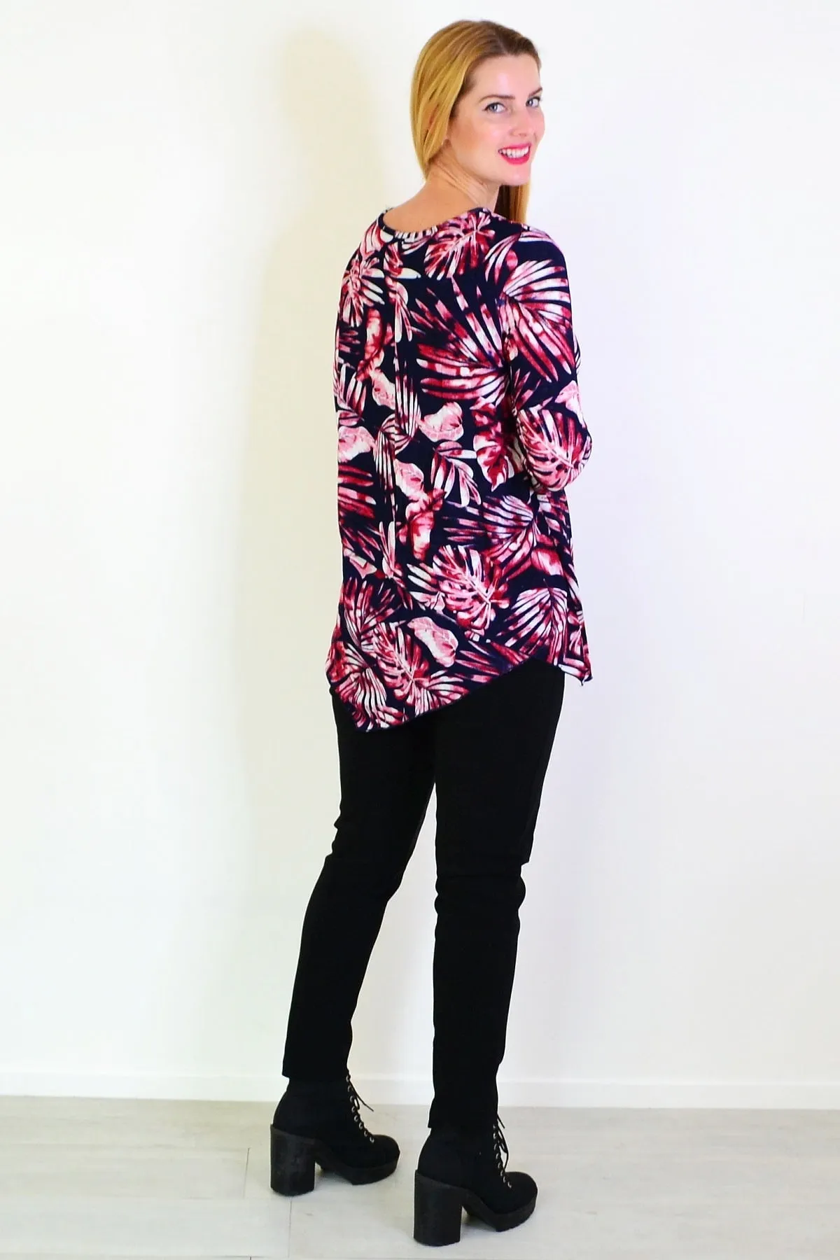 Red Ferns Mesh Layered Tunic