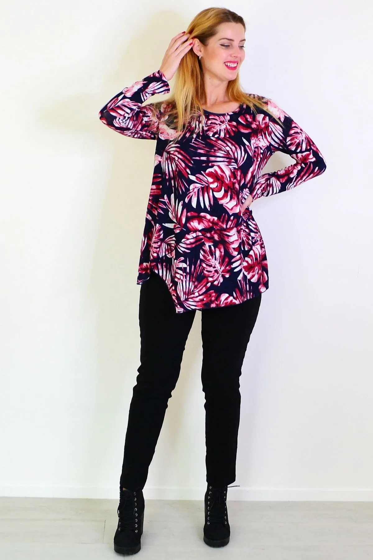 Red Ferns Mesh Layered Tunic