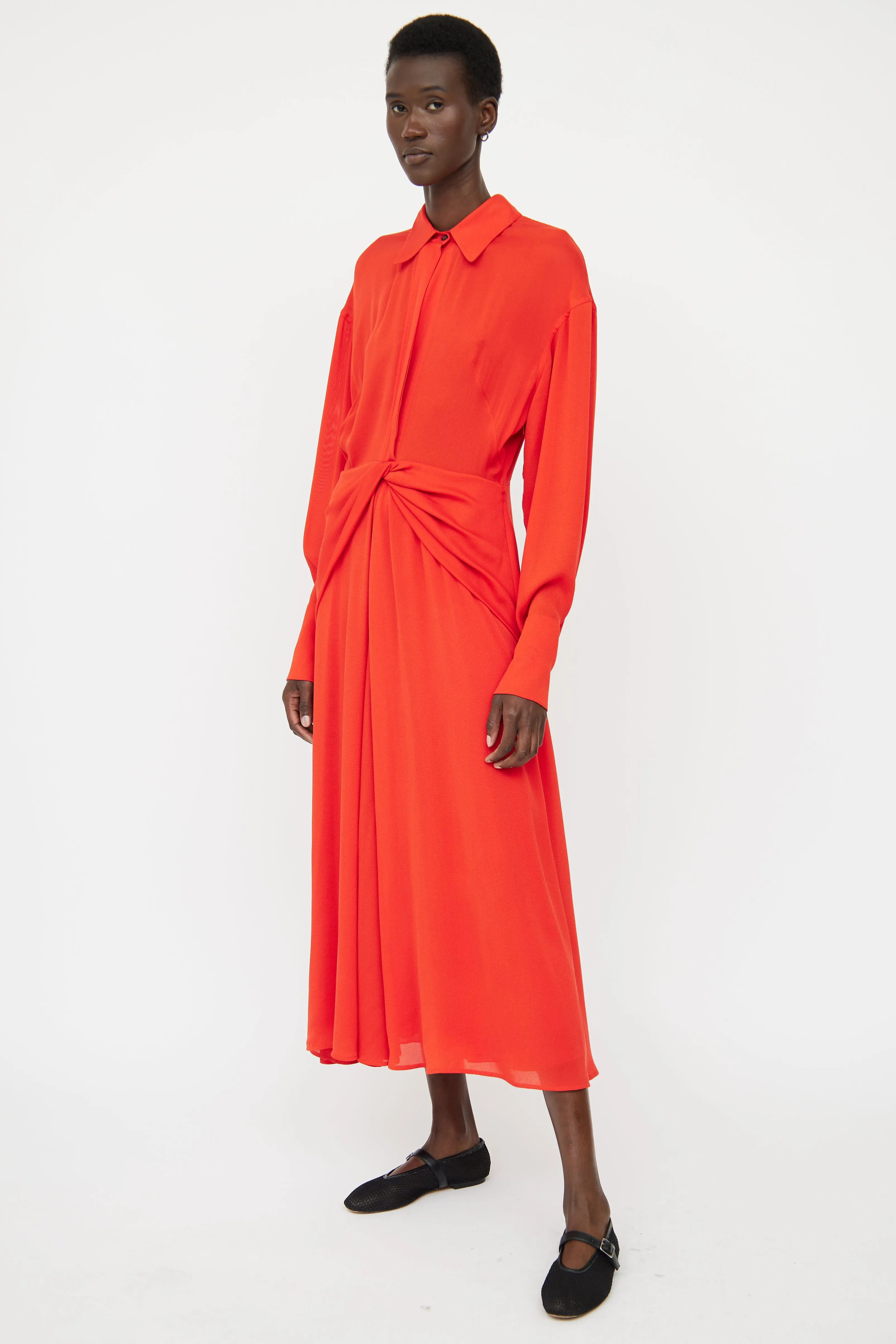 Red Silk Blend Maxi Dress