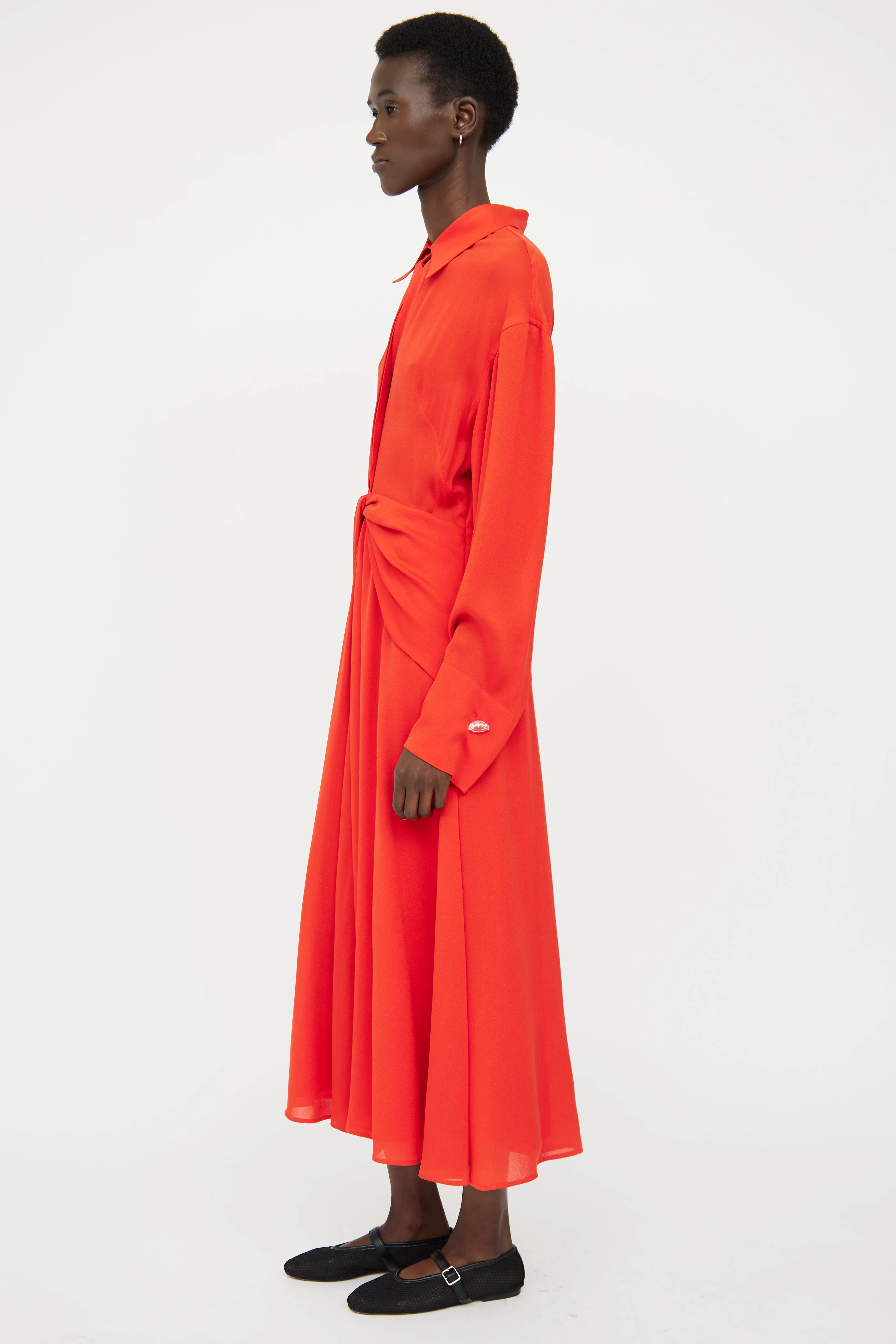 Red Silk Blend Maxi Dress