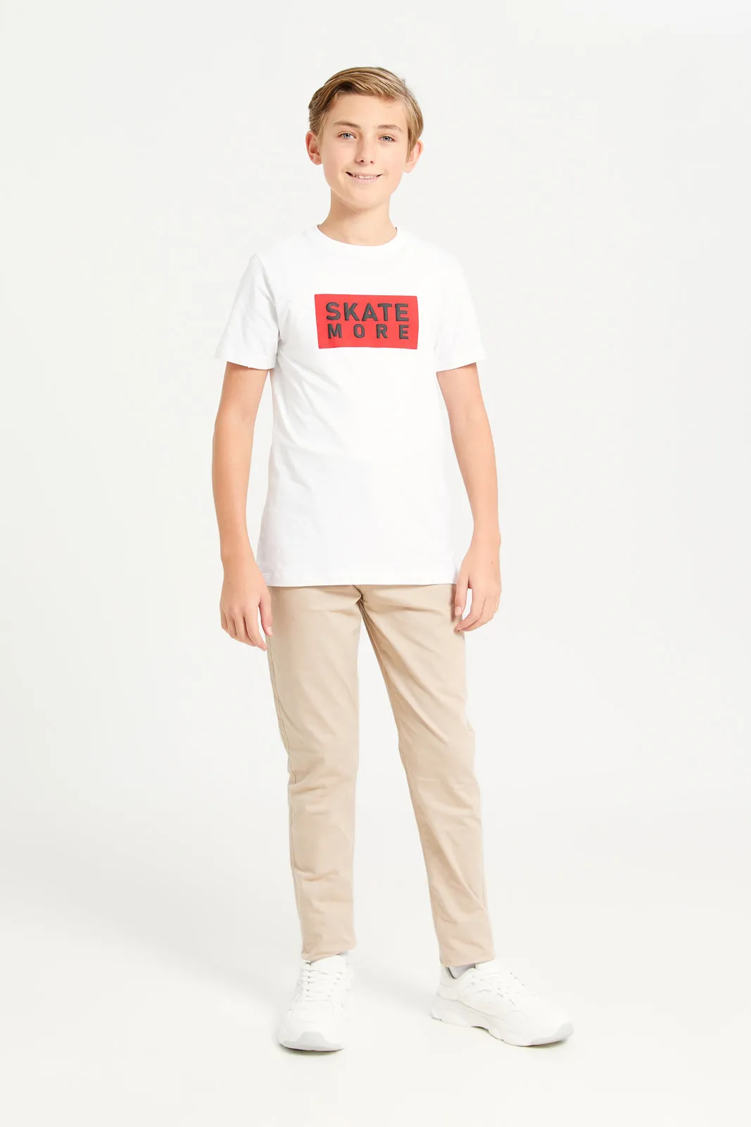 Senior Boys Beige 5 Pocket Table Trousers
