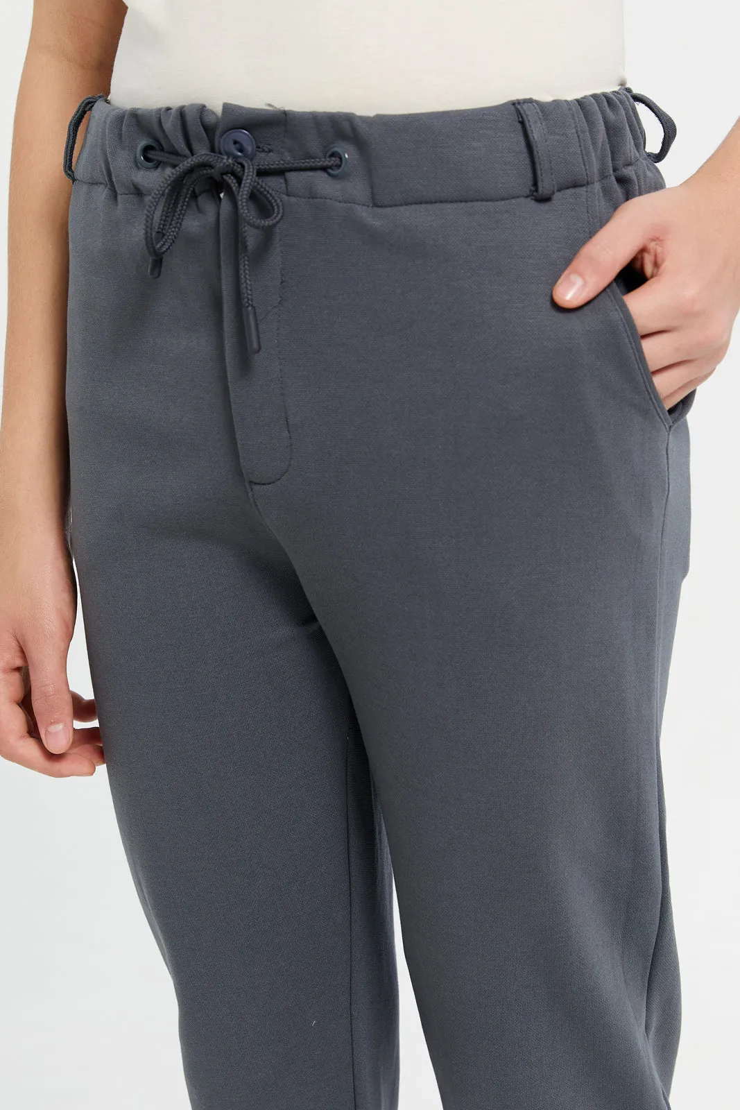 Senior Boys Charcoal Solid Trousers