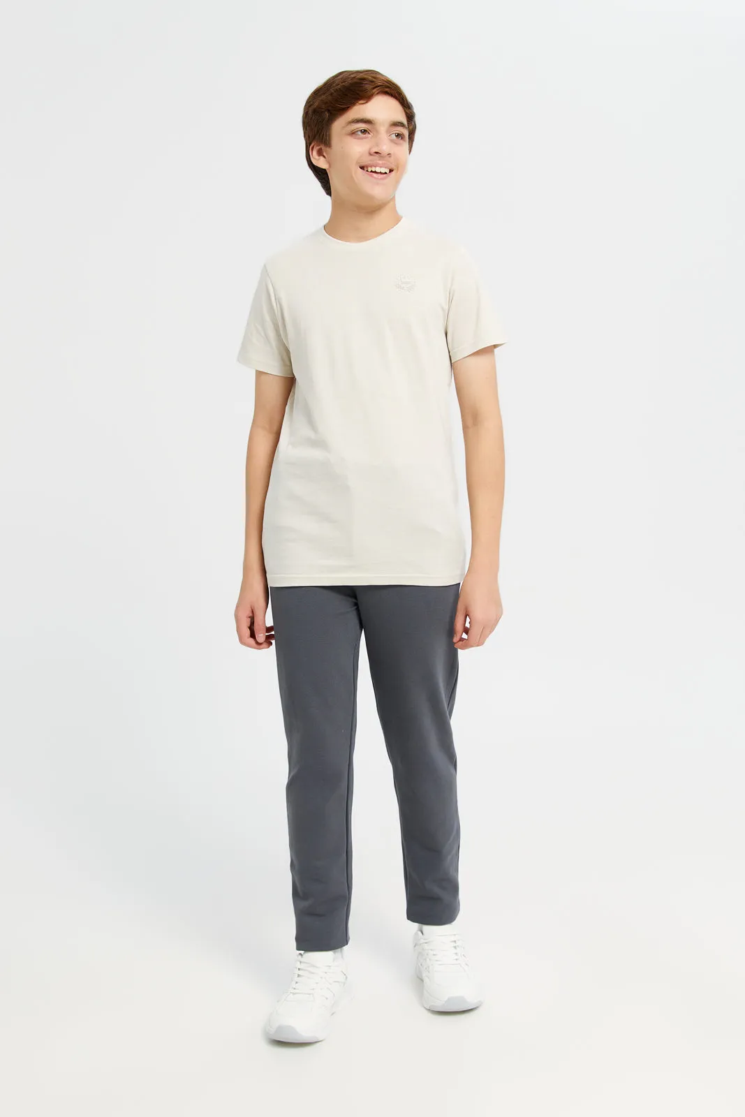 Senior Boys Charcoal Solid Trousers