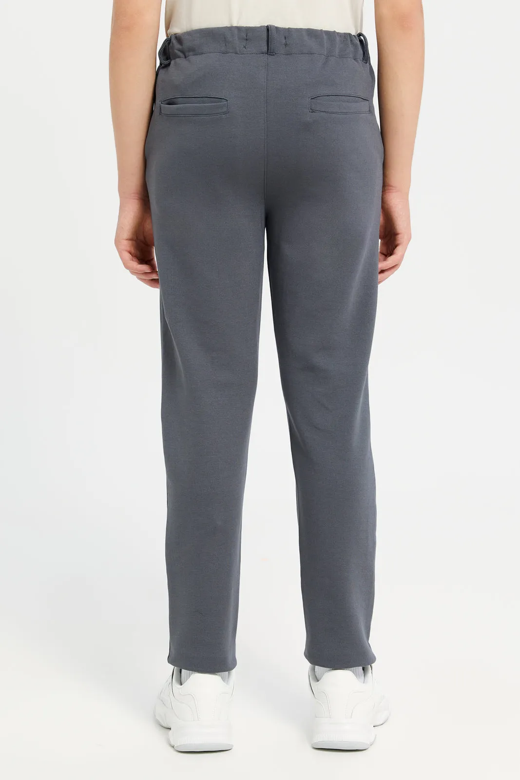 Senior Boys Charcoal Solid Trousers