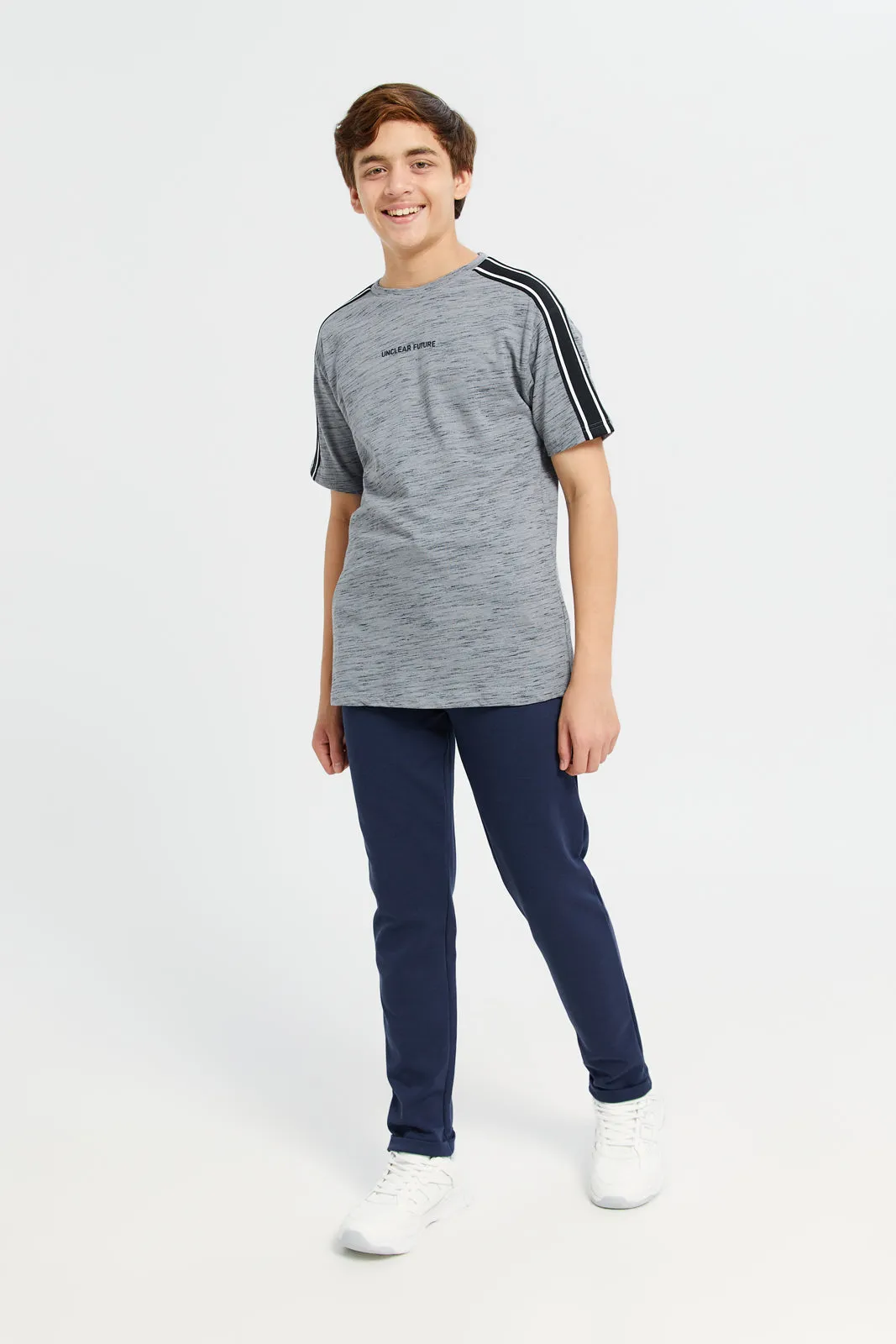 Senior Boys Navy Solid Trousers