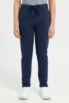 Senior Boys Navy Solid Trousers