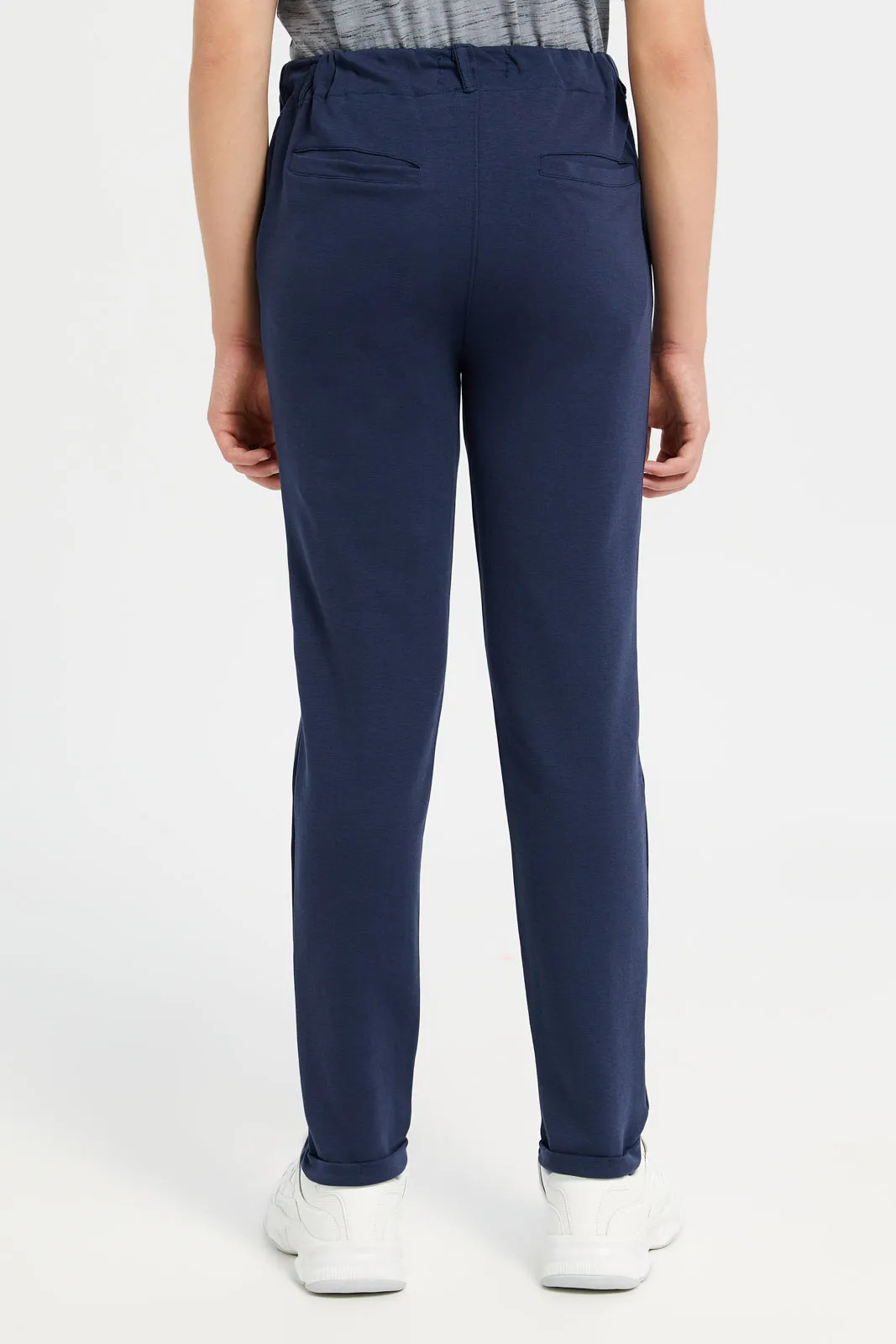 Senior Boys Navy Solid Trousers