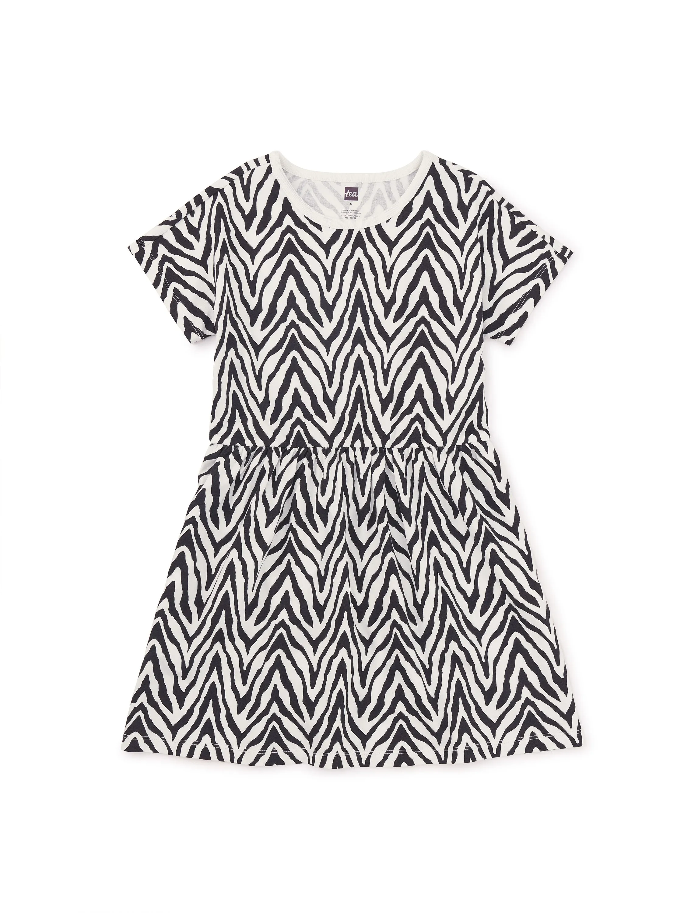 Short Sleeve Twirl Dress - Zebra Stripes