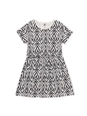 Short Sleeve Twirl Dress - Zebra Stripes