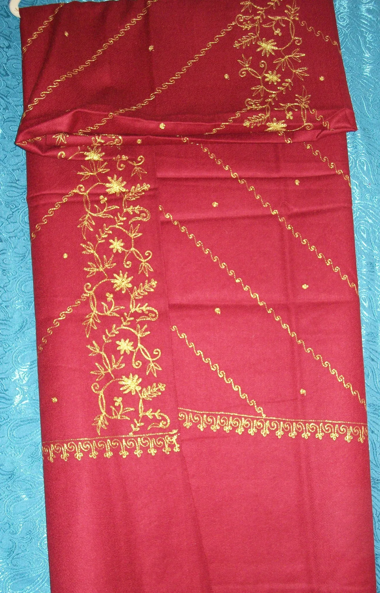 Stole Shawl Wrap Red 1422 Wool Blend Shieno Sarees Pleasanton
