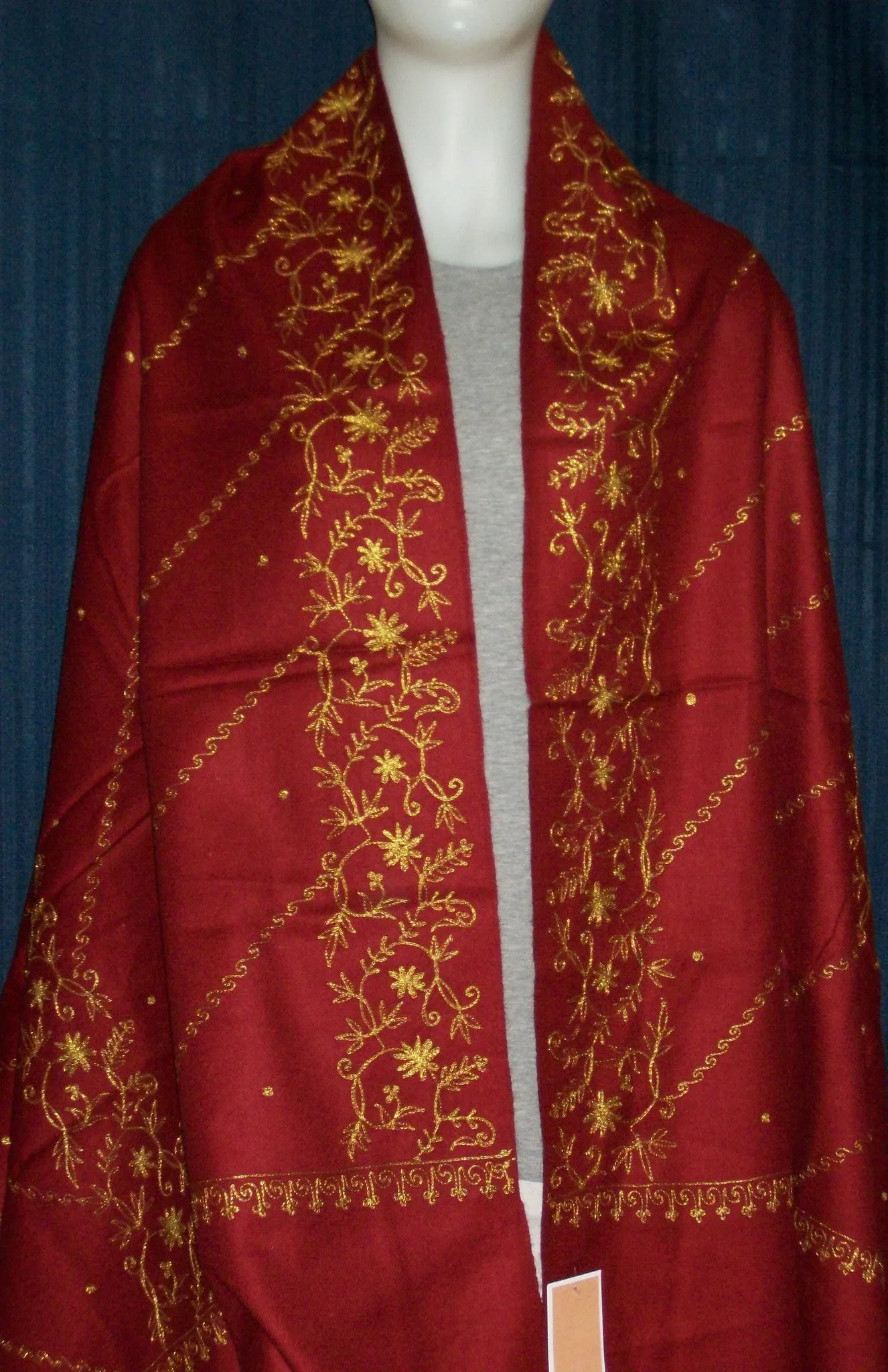 Stole Shawl Wrap Red 1422 Wool Blend Shieno Sarees Pleasanton