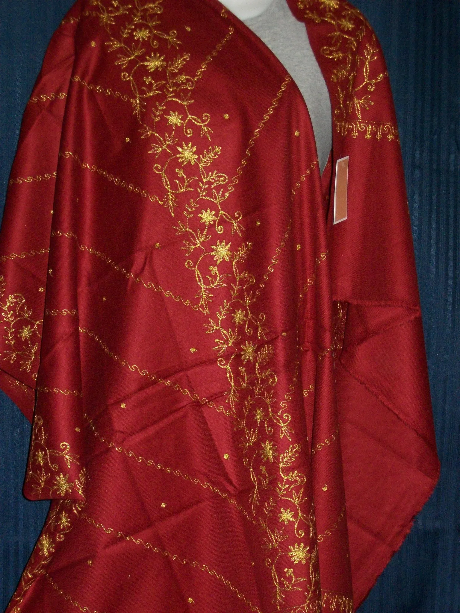 Stole Shawl Wrap Red 1422 Wool Blend Shieno Sarees Pleasanton