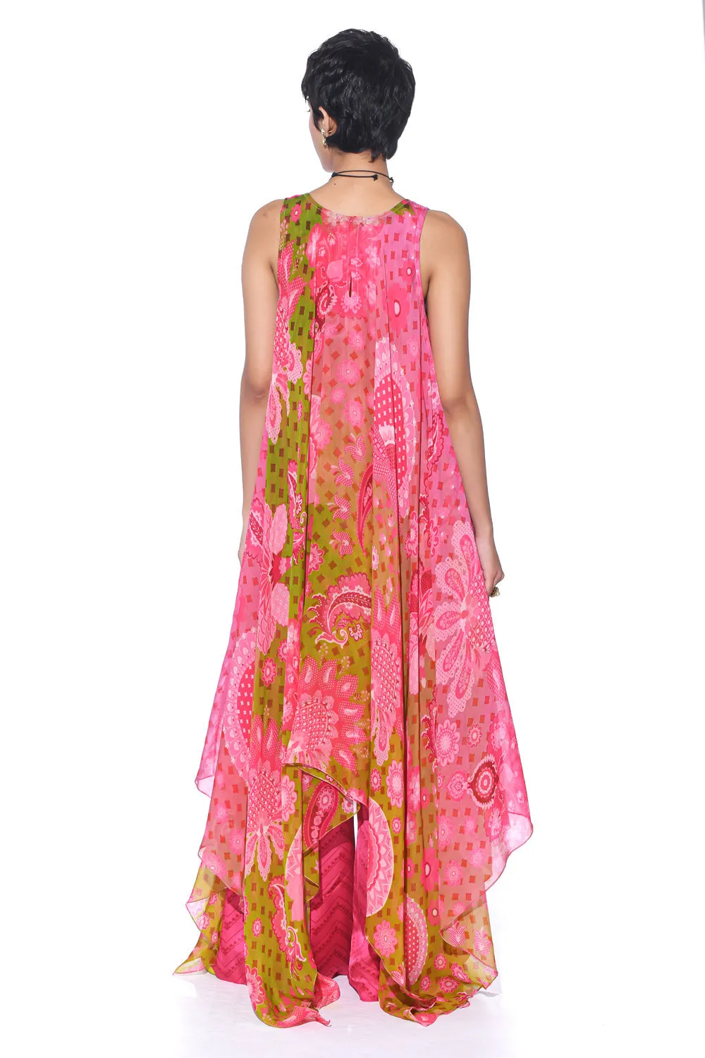 Sunset Orange Highlow Tunic Set