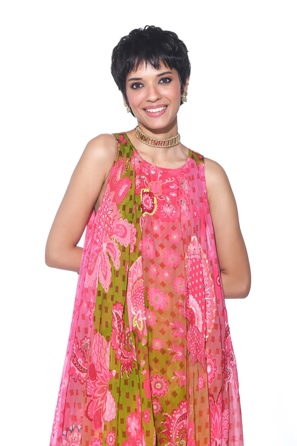 Sunset Orange Highlow Tunic Set