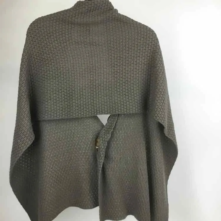 Taupe Knit Button Detail Scarf