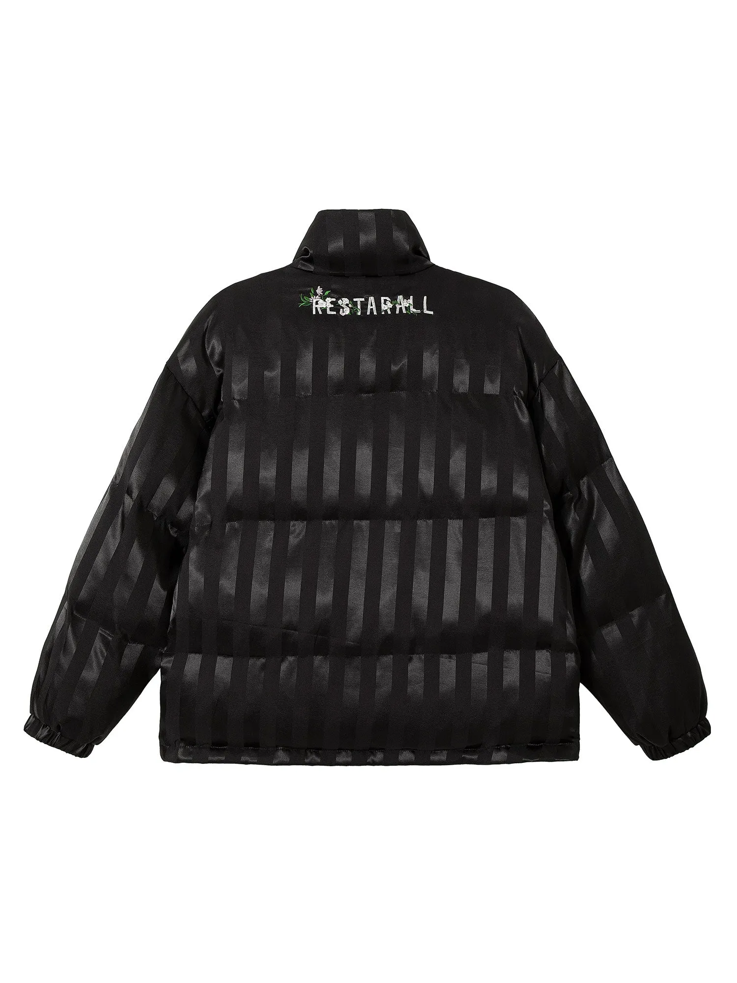 Thesupermade Letter Embroidered Stand Collar Cotton Coat