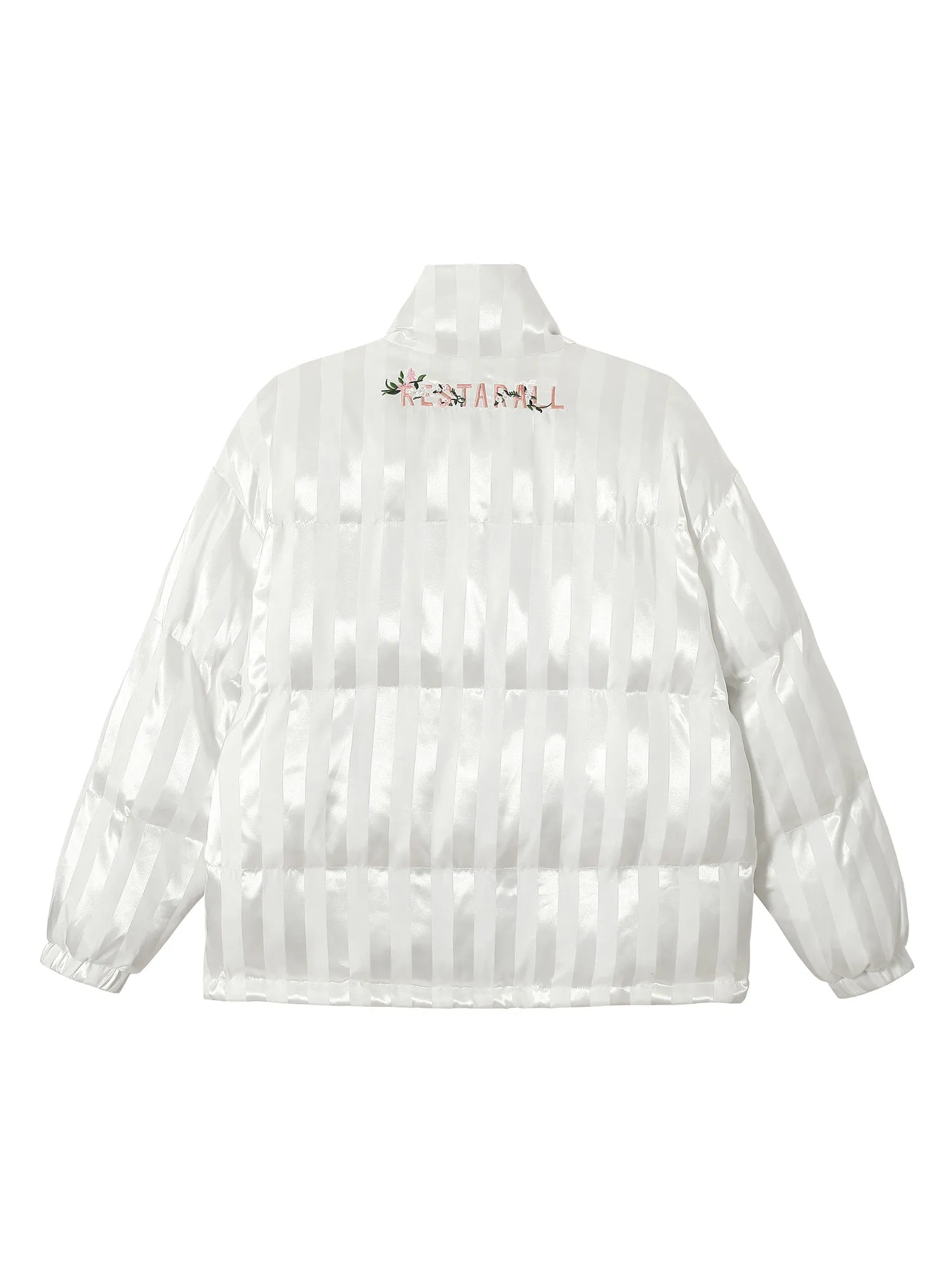 Thesupermade Letter Embroidered Stand Collar Cotton Coat
