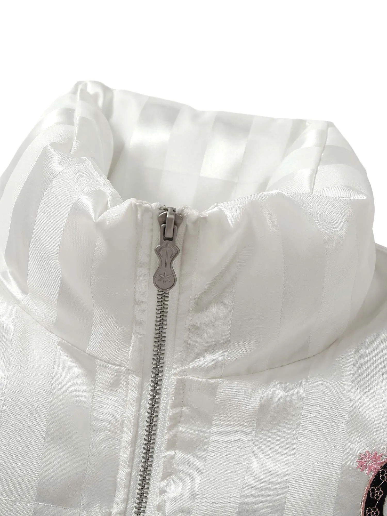 Thesupermade Letter Embroidered Stand Collar Cotton Coat