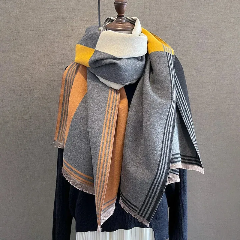 Thick Warm Winter Scarf Luxury Design Print Horse Women Cashmere Pashmina Shawl Lady Wrap Scarves Female Foulard Blanket Poncho