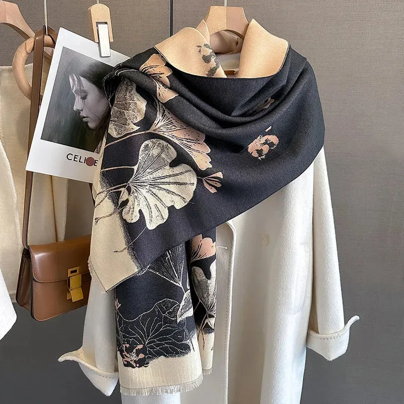 Thick Warm Winter Scarf Luxury Design Print Horse Women Cashmere Pashmina Shawl Lady Wrap Scarves Female Foulard Blanket Poncho