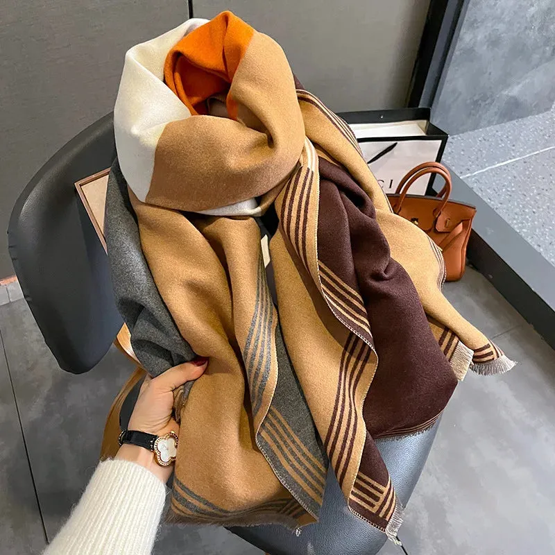 Thick Warm Winter Scarf Luxury Design Print Horse Women Cashmere Pashmina Shawl Lady Wrap Scarves Female Foulard Blanket Poncho