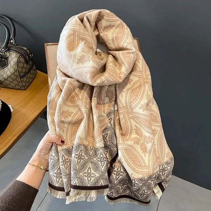 Thick Warm Winter Scarf Luxury Design Print Horse Women Cashmere Pashmina Shawl Lady Wrap Scarves Female Foulard Blanket Poncho