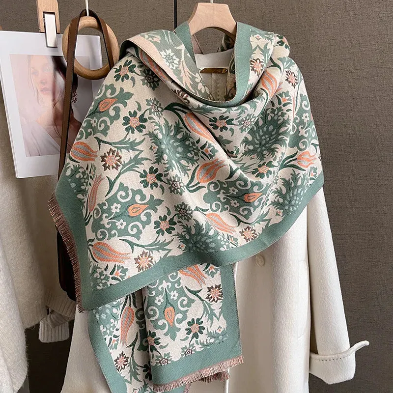 Thick Warm Winter Scarf Luxury Design Print Horse Women Cashmere Pashmina Shawl Lady Wrap Scarves Female Foulard Blanket Poncho