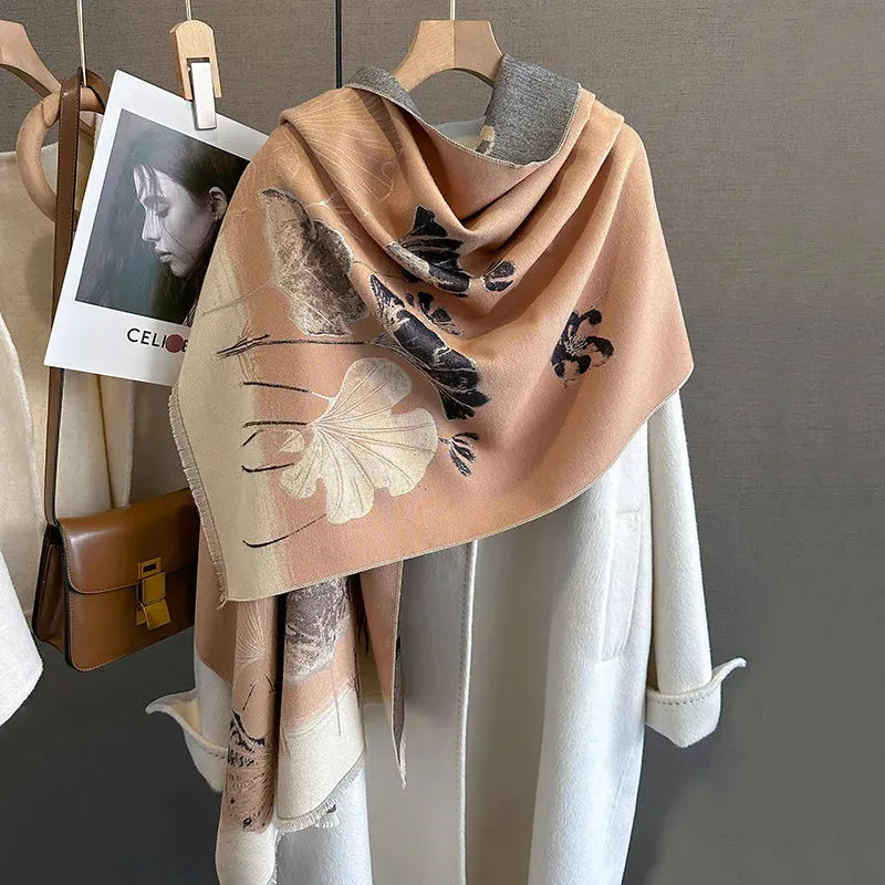 Thick Warm Winter Scarf Luxury Design Print Horse Women Cashmere Pashmina Shawl Lady Wrap Scarves Female Foulard Blanket Poncho