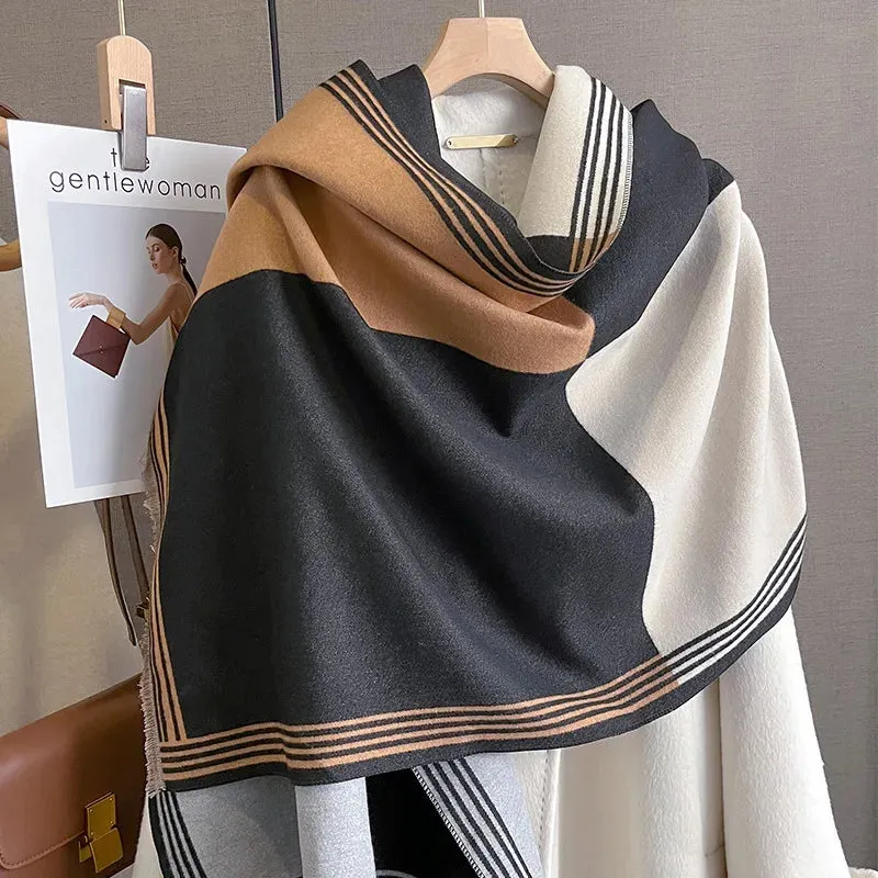 Thick Warm Winter Scarf Luxury Design Print Horse Women Cashmere Pashmina Shawl Lady Wrap Scarves Female Foulard Blanket Poncho