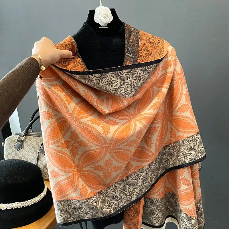 Thick Warm Winter Scarf Luxury Design Print Horse Women Cashmere Pashmina Shawl Lady Wrap Scarves Female Foulard Blanket Poncho
