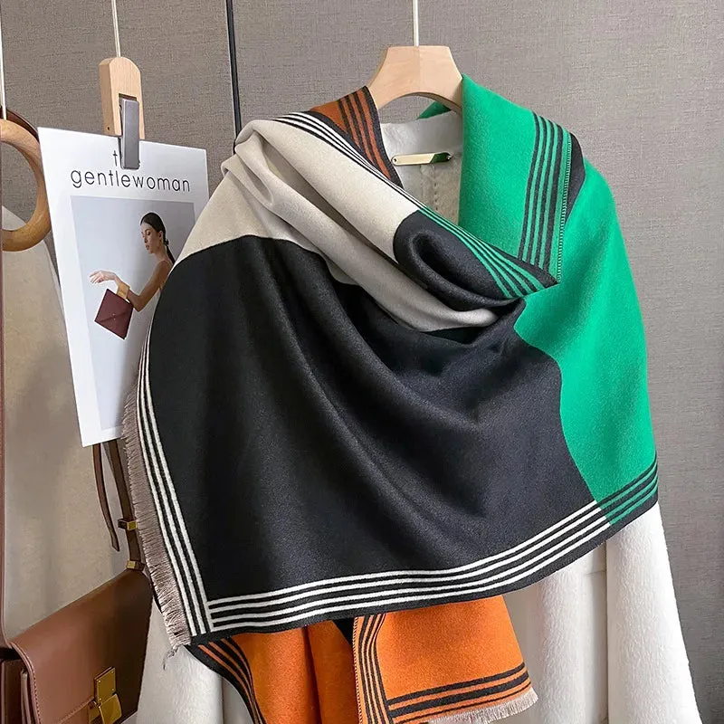 Thick Warm Winter Scarf Luxury Design Print Horse Women Cashmere Pashmina Shawl Lady Wrap Scarves Female Foulard Blanket Poncho
