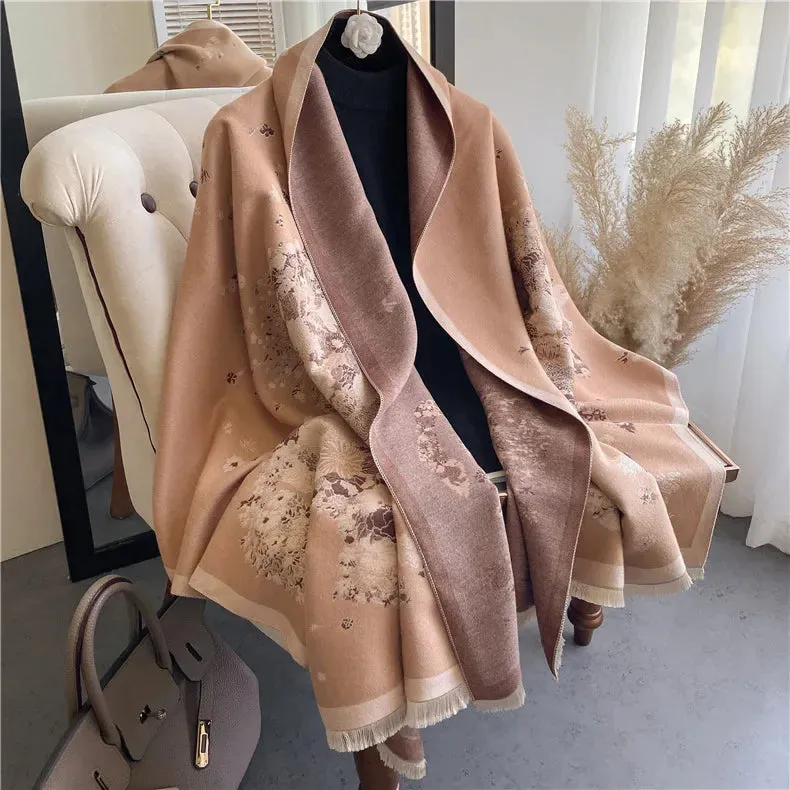 Thick Warm Winter Scarf Luxury Design Print Horse Women Cashmere Pashmina Shawl Lady Wrap Scarves Female Foulard Blanket Poncho