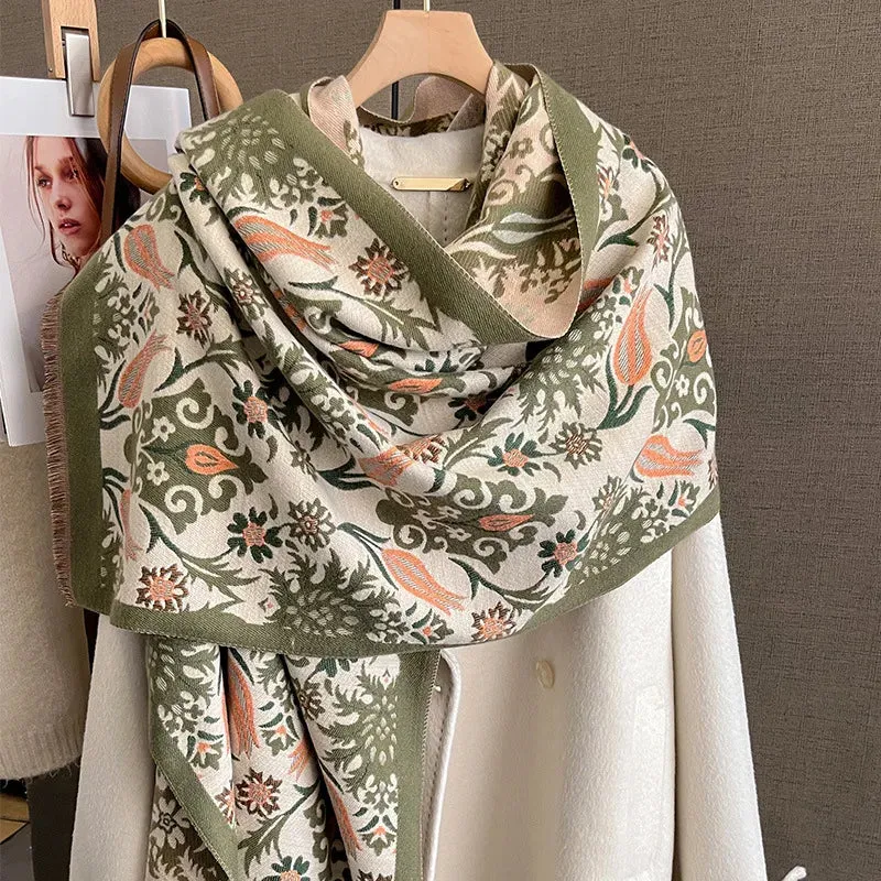 Thick Warm Winter Scarf Luxury Design Print Horse Women Cashmere Pashmina Shawl Lady Wrap Scarves Female Foulard Blanket Poncho