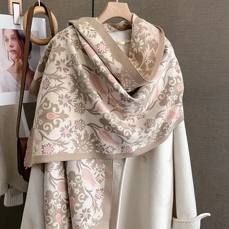 Thick Warm Winter Scarf Luxury Design Print Horse Women Cashmere Pashmina Shawl Lady Wrap Scarves Female Foulard Blanket Poncho